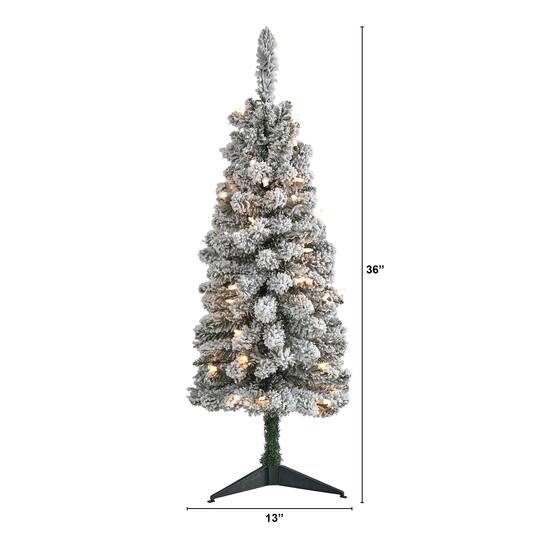3ft. Pre-Lit Flocked Pencil Artificial Christmas Tree with Clear Lights